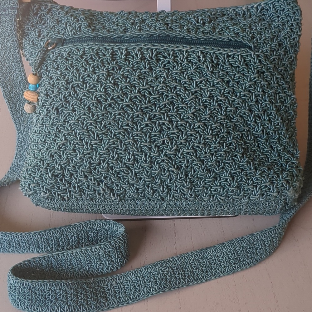 Liz Claiborne WomensCasualClassics TurquoiseCrocheted Purse Bag ❤️ - Picture 2 of 8